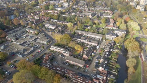 Aerial-of-a-suburban-neighborhood-with-solar-panels-on-several-rooftops