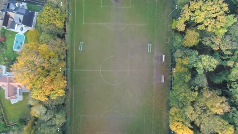Top-down-view-of-empty-sports-soccer-field-in-the-luxury-residential-park