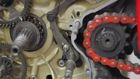Close-Up-Of-Gears-Of-A-Motorcycle-Transmission-Engine-Under-Repair