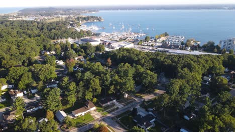 Pushing-in-with-drone-toward-a-marina-on-Muskegon-Lake