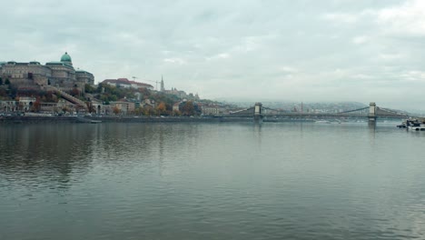 Donau-Mit-Mit-Schloss-Buda-Und-Széchenyi-Kettenbrücke-Hintergrund