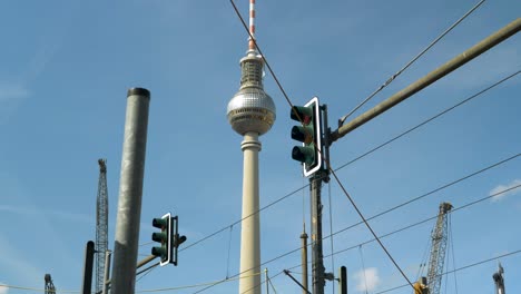Infrastructure-in-Berlin,-Berliner-Fernsehturm-building-in-the-background