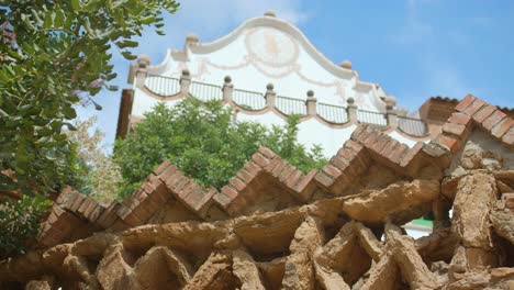 Bricks-Used-In-Park-Guell-By-Architect-Gaudi-At-Carmel-Hill,-Barcelona,-Spain