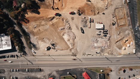 Overhead-aerial-Hyperlapse-of-construction-site-in-Chattanooga,-TN