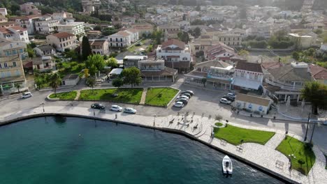 Aerial-drone-view-of-famous-kassiopi-port-in-corfu-island-greece