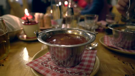 Close-up-isolated-shot-of-Goulash-traditional-meat-soup-food-in-Budapest
