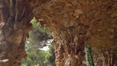 Vault-Stone-Work-At-Park-Guell-In-Carmel-Hill-In-Barcelona,-Spain