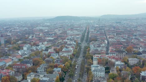 Andrássy-Ut-Avenue-Boulevard-aerial-view-in-Budapest-city-during-autumn