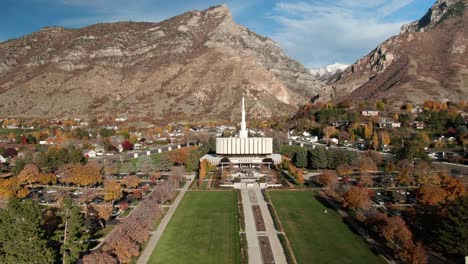 Provo-LDS-Mormon-Temple-with-Wasatch-Mountain-Background---Aerial