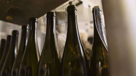 Empty-wine-bottles-in-bottling-process-waiting-to-get-filled-with-wine