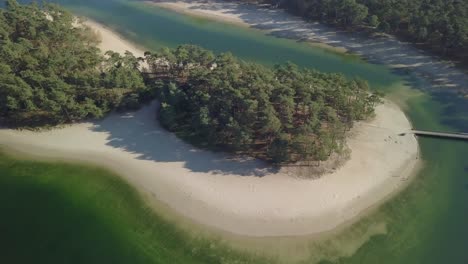 Aerial-drone-view-of-the-tropical-paradise-recreational-place-the-Henschotermeer-in-the-Netherlands,-Europe