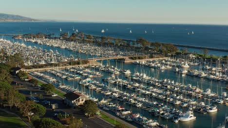 Aerial-view-over-the-Dana-Point-harbor,-California
