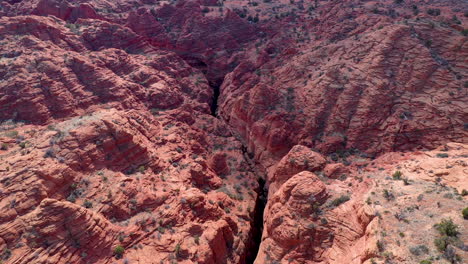 Buckskin-Gulch-Slot-Canyon-Utah,-Aerial-view-looking-down-the-deep-slot-canyon
