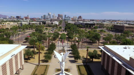 Aerial-view-of-Phoenix-Arizona-skyline-and-Memorial-Plaza-from-statue-on-capitol