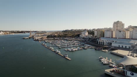 Aerial-panoramic-view-of-Portimao's-marina