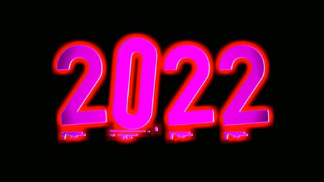 Neon-sign-number-2022-text-on-black-background