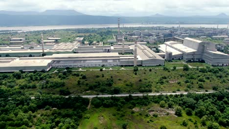 Pull-back-aerial-view-of-the-Ajaokuta-Steel-Company-in-Nigeria,-West-Africa