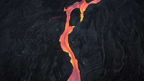 top-down-drone-shot-of-the-lava-streams-of-the-Cumbre-Vieja-volcano