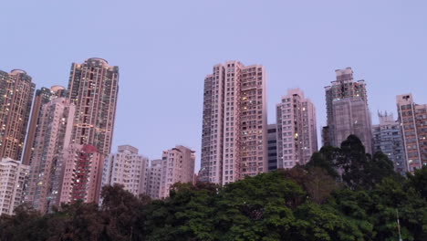 Expensive-real-estate-high-rise-apartment-buildings-in-Kennedy-Town,-Hong-Kong