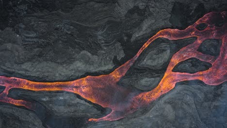 top-down-drone-shot-from-Cumbre-Vieja's-lava-streams-in-La-Palma