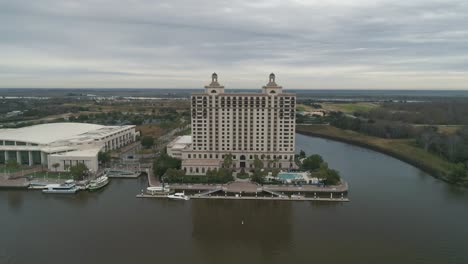 Aerial-View-of-The-Westin-and-The-Savannah-Convention-Center-in-Savannah,-Georgia-USA