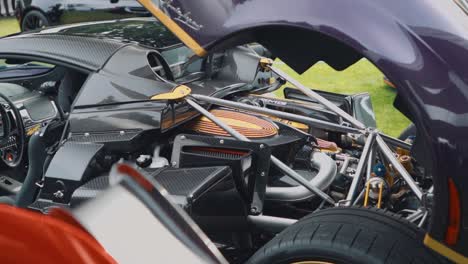 Arc-Shot-of-a-Pagani-Huayra-Powerful-Engine-at-Luxury-Car-Show