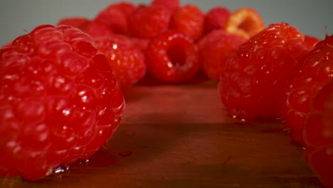 Close-up,-juicy,-ripe,-red-raspberries