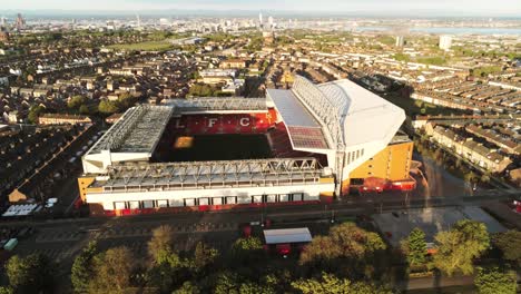 Iconic-Liverpool-LFC-Anfield-stadium-football-ground-aerial-view-sunrise-orbit-right