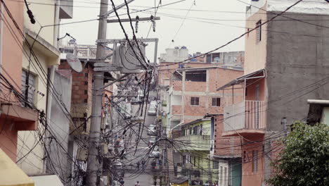 Establishing-shot-of-Paraisopolis,-one-of-the-largest-slums-of-Sao-Paulo,-Brazil-in-Latin-America