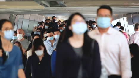 Hong-Kong---October-24,-2020:-Unrecognized-people-wearing-medical-face-masks-in-Hong-Kong