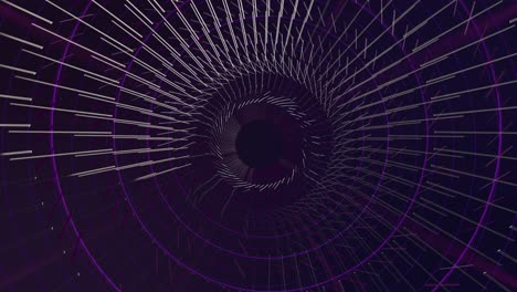 Abstract-pattern-of-a-portal-engine,-Digital-data-flow,-violet-background,-animation-in-loop