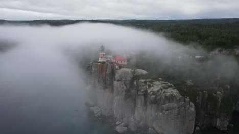 Foggy-afternoon-amazing-landscape-aerial-view-of-Split-Rock-light-house-State-Park-in-Minnesota