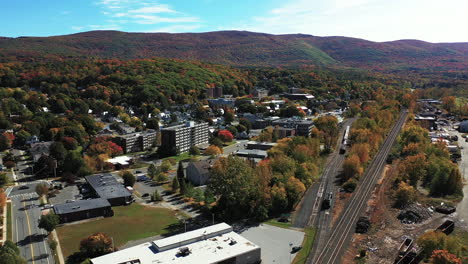 Drone-Aerial-View-of-North-Adams,-Massachusetts,-USA