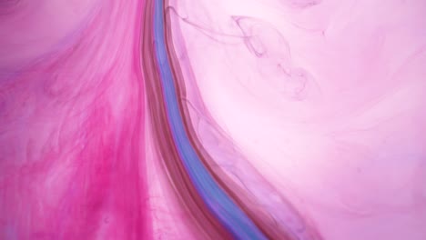 Fondo-Abstracto-Multicolor-Basado-En-Pintura-Rosa,-Azul-Y-Negra-Sobre-El-Agua,-Espacio-De-Copia-De-Vista-Macro-De-4k-A-La-Derecha