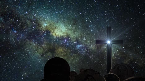 cross-with-milkyway-timelapse-background