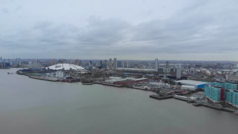 Stable-drone-shot-of-O2-arena-London-on-a-cloudy-day