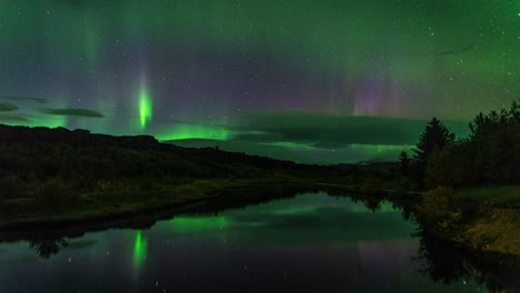 Beautiful-Scene-Of-Aurora-Borealis-In-Iceland-At-Night---timelapse