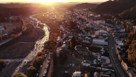 Beautiful-early-morning-drone-flight-over-Nikko-town-in-Japan