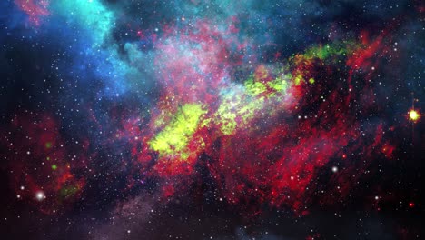 Coloridas-Nubes-Nebulosas-Y-Estrellas-En-Movimiento-A-Través-Del-Vasto-Universo