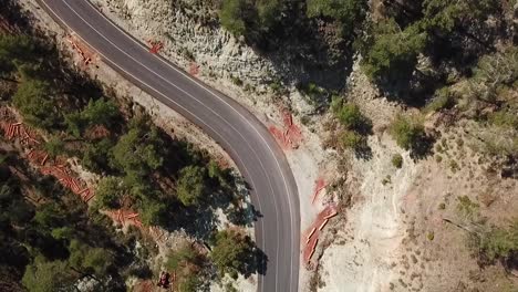 Aerial-top-down-road-on-forest
