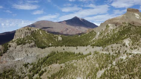 Aerial-footage-of-flying-towards-El-Teide-during-a-sunny-day