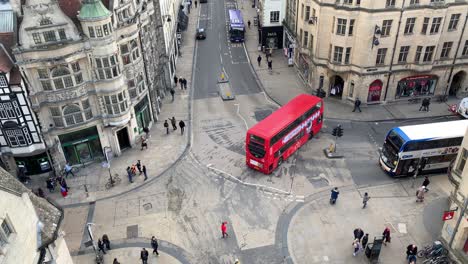 This-high-angle-view-of-the-intersection-between-High-Street-and-Cornmarket-in-Oxford-is-taken-from-the-top-of-Carfax-Tower