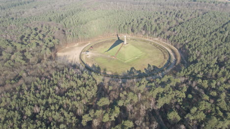 Flying-towards-Austerlitz-Pyramid-surrounded-by-beautiful-forest