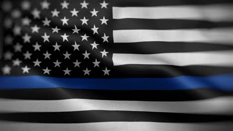 Frontal-view-of-the-Thin-Blue-Line-Police-Flag-flapping-in-HD