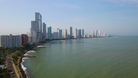 Aerial-View-of-Modern-Cartagena-Skyline-on-Summer-Afternoon