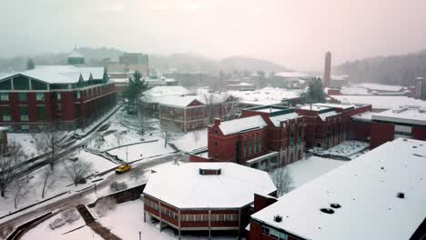 Snow-blankets-ASU-Campus,-Boone-NC,-Boone-North-Carolina
