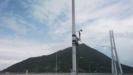Small-weather-station-on-Bridge-in-Hiroshima-Japan,-Blowing-in-the-Wind