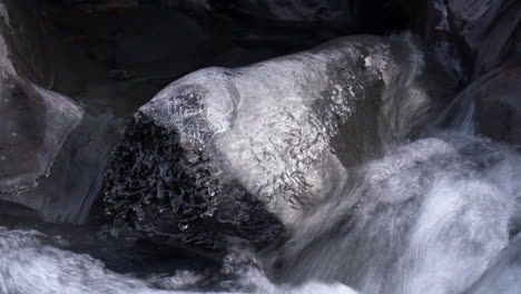 Streams-Rushing-On-Frozen-Rocks-In-Grundara-River-Of-Grundarfoss-Waterfalls-In-Iceland