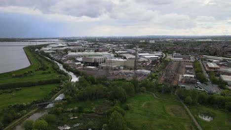 Enfield-Power-station,-Brimsdown-industrial-estate-Lea-Valley-UK-Aerial-footage