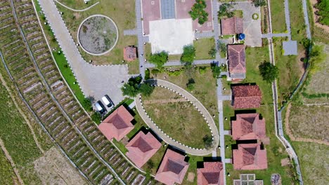 Top-down-view-on-Balkondes-Ngadiharjo-facility-in-Magelang,-Indonesia